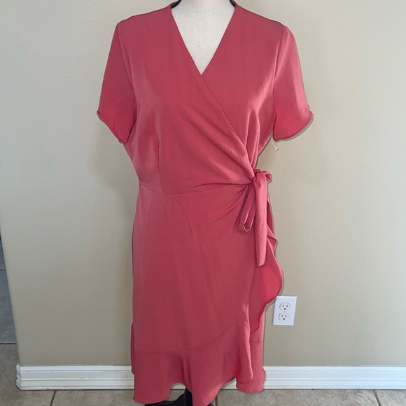 Gibson Latimer pink ruffle dress size large - Picture 1 of 3